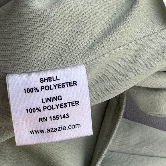 AZAZIE Deandra Stretch Mermaid Pleated Mesh Dress Dusty Sage A8 Long Slit Ruched - Picture 11 of 14